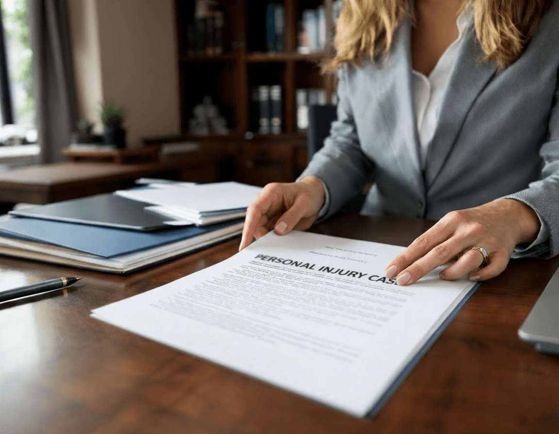 Attorney reviewing personal injury case documents